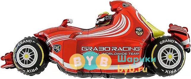 Шар фольгированный " Гоночный автомобиль, Формула 1, Красный"