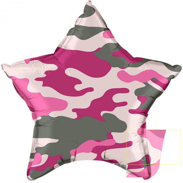 Шар фольгированный "Звезда розовый камуфляж"