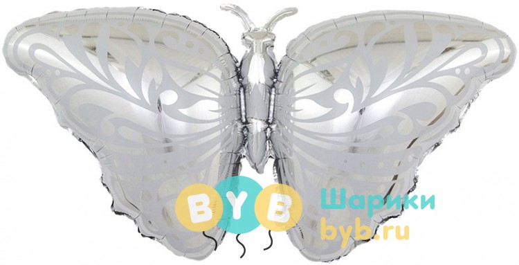 Шар фольгированный "Бабочка серебро"