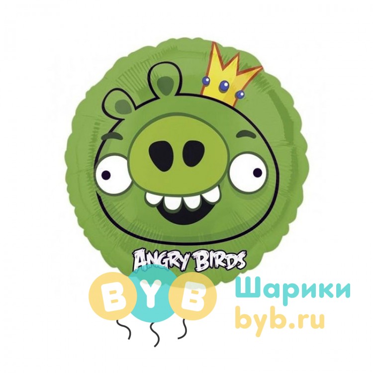 Шар фольгированный "Круг Angry Birds (зеленый)"