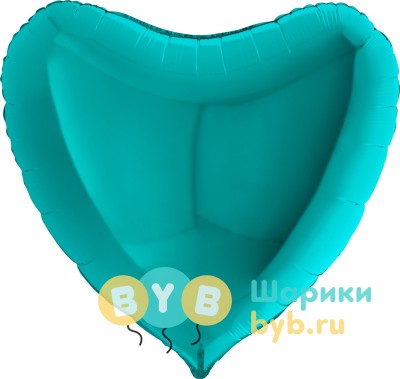 Шар фольгированный "Сердце большое" 91см, тиффани