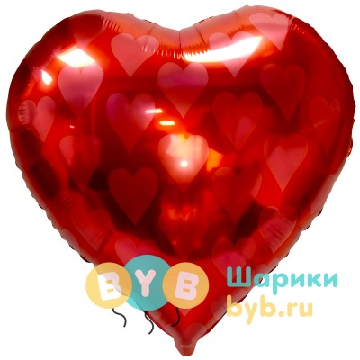 Шар фольгированный "Покер, Карточная масть: Червы, Красный"