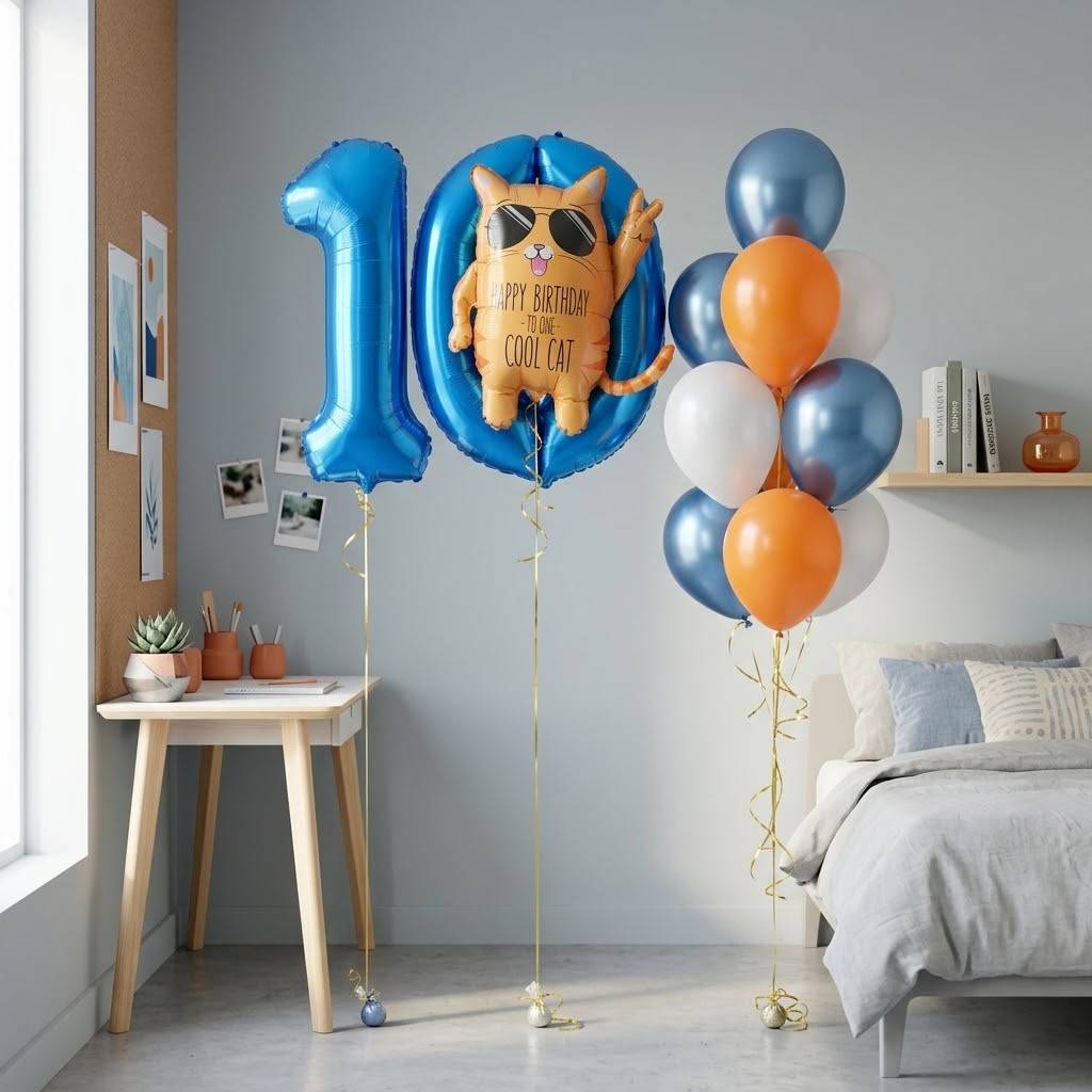 Воздушные шары на 10 лет «Cool Cat»