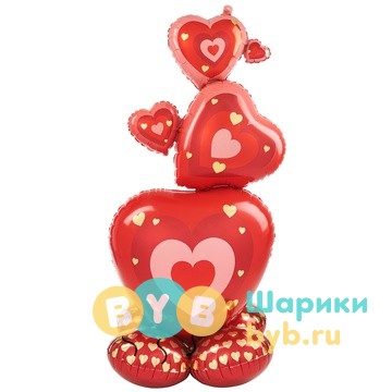 Фигура на подставке "Сердца красные"