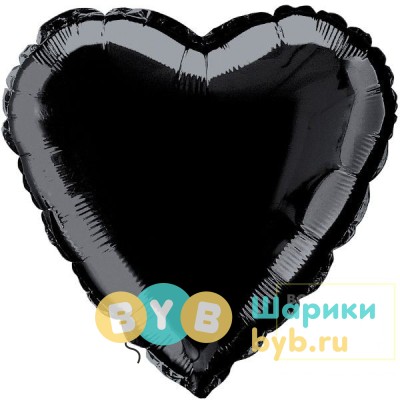 Шар фольгированный черное cердце 46 см