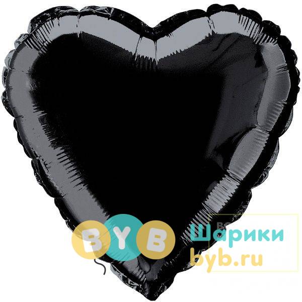 Шар фольгированный черное cердце 46 см