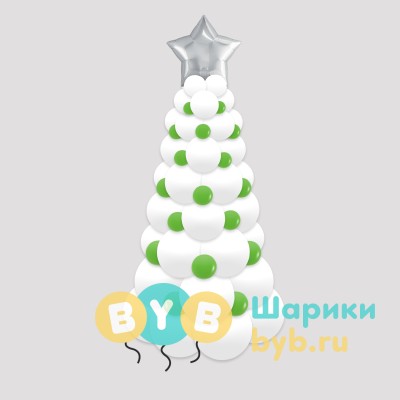 Елка из шаров белая с зеленым 150 см