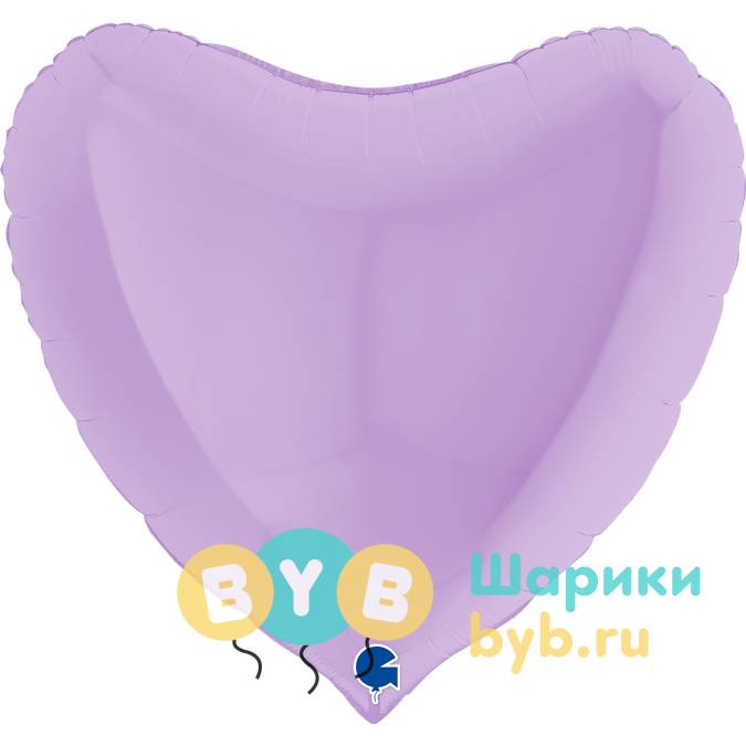 Шар фольгированный "Сердце большое" 91см, сиреневый макарунс