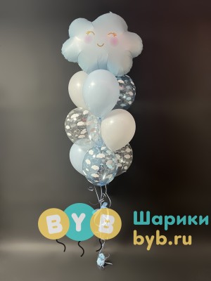 Фонтан из шаров с облаком