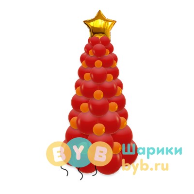 Елка из шаров красная 150 см