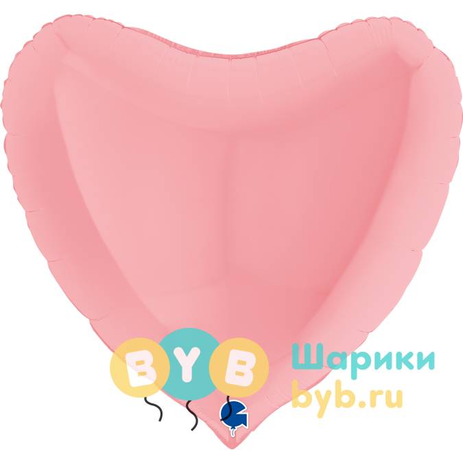 Шар фольгированный "Сердце большое" 91см, макарунс нежно-розовый
