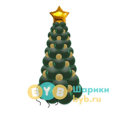 Елка из шаров темно-зеленая 150 см