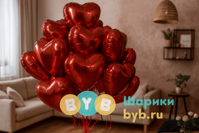 Сет из 20 красных сердец