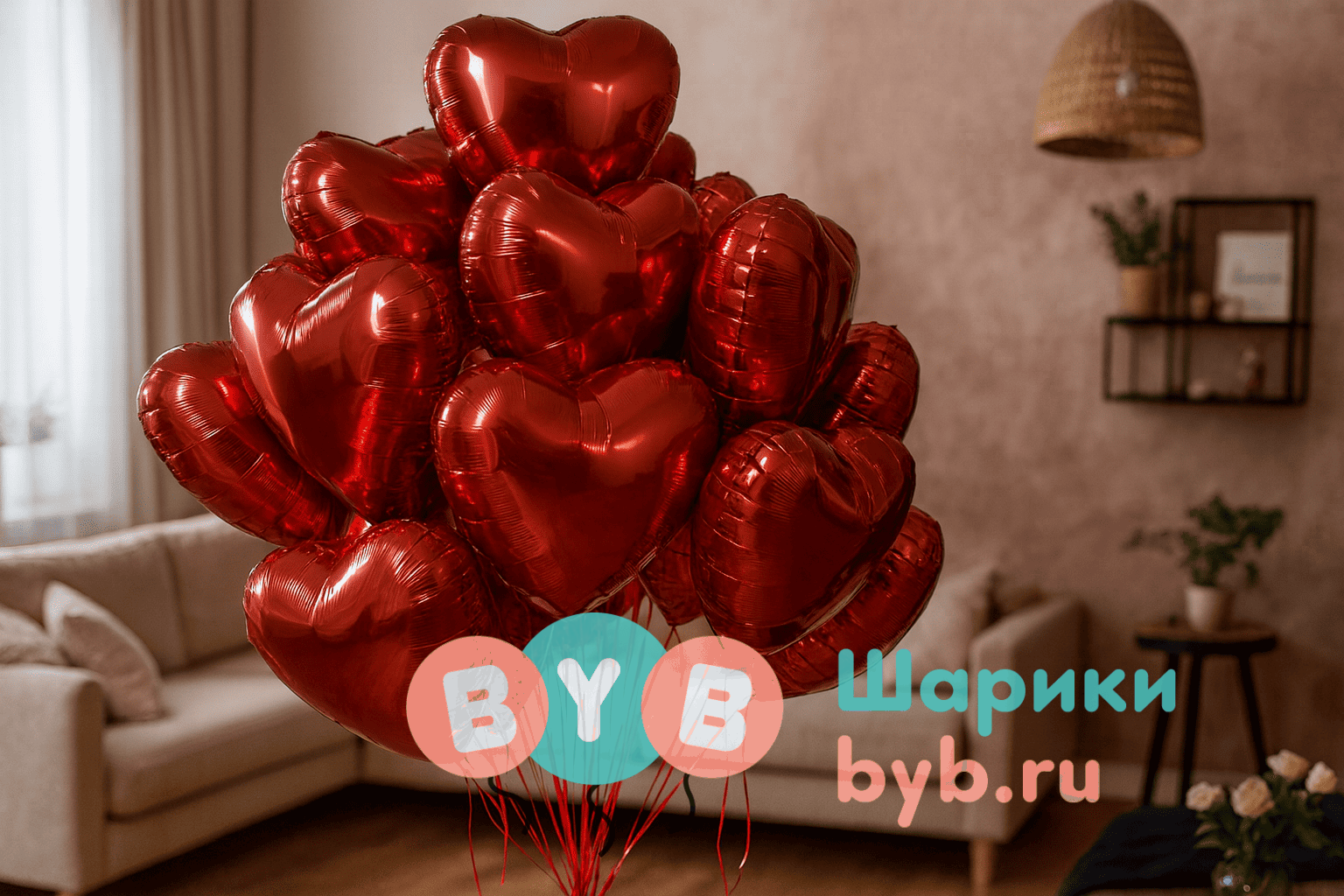 Сет из 20 красных сердец