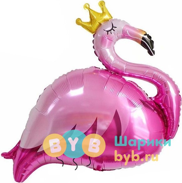 Шар фольгированный "Фламинго в короне"