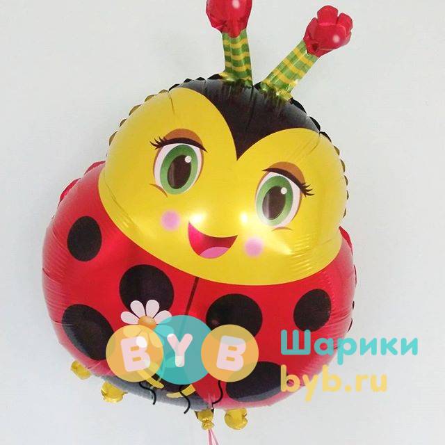 Шар фольгированный "Божья коровка с цветком"
