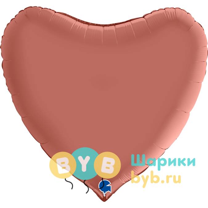 Шар фольгированный "Сердце большое" 91см, розовое золото сатин