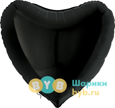 Шар фольгированный "Сердце большое" 91см, черный