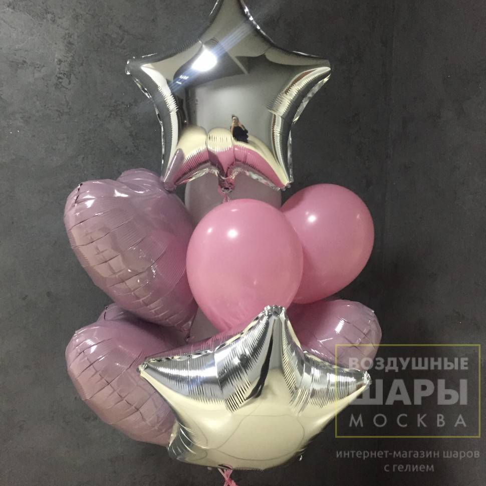 Букет шаров звезды и сердца