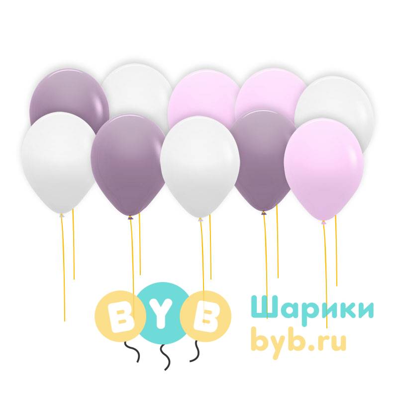 Шары под потолок белые, сиреневые и розовые (пастель)