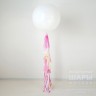 Шар гигант белый с розовой гирляндой Tassel 