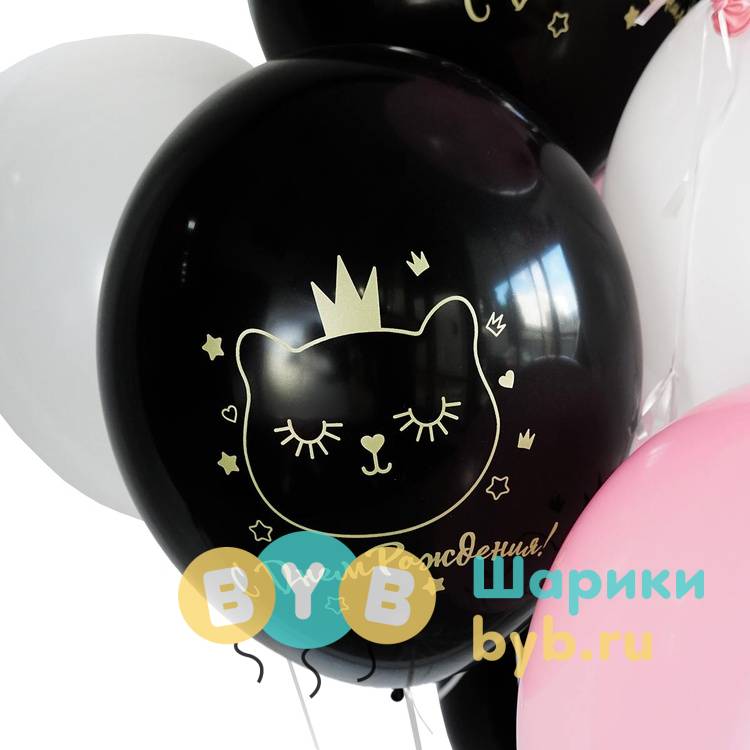 Шар латексный "Кошка в короне"
