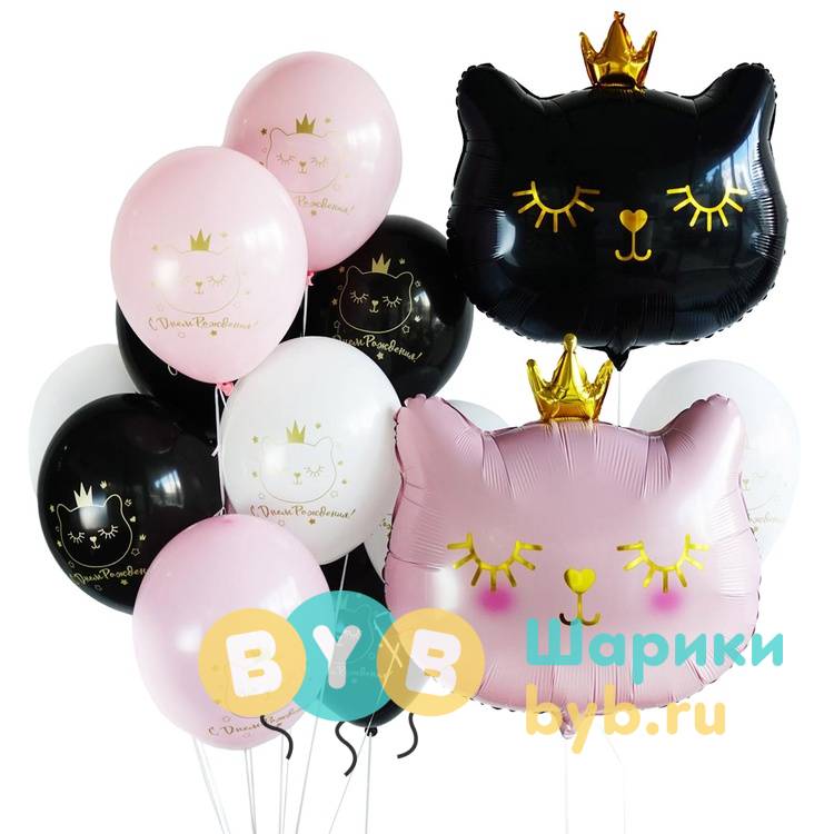 Шар латексный "Кошка в короне"