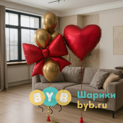 Сет воздушных шаров "Красный и золото"