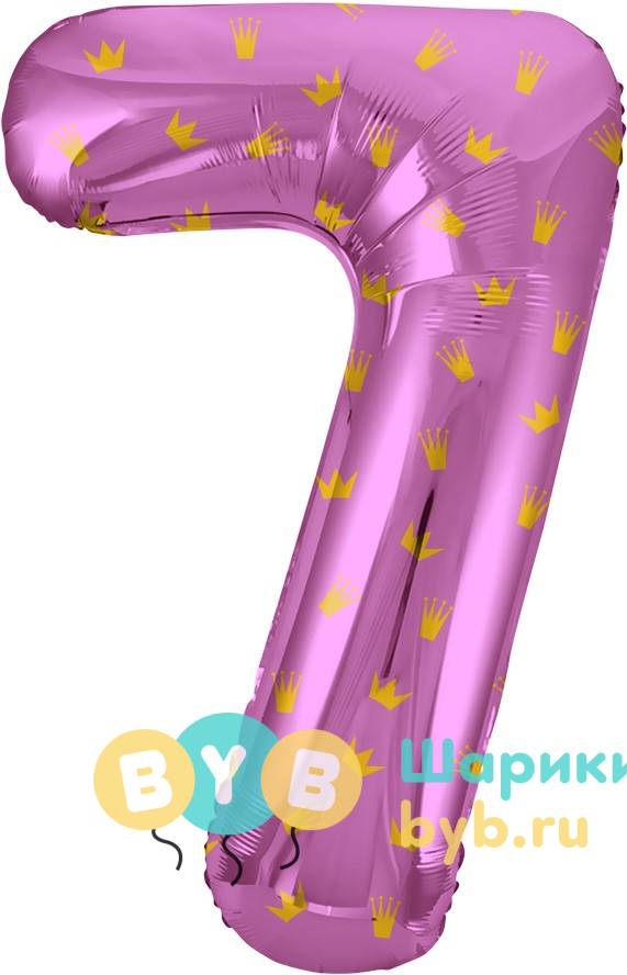 Цифра розовая с рисунком "короны"