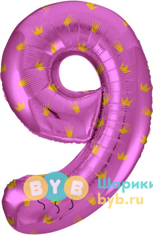 Цифра розовая с рисунком "короны"