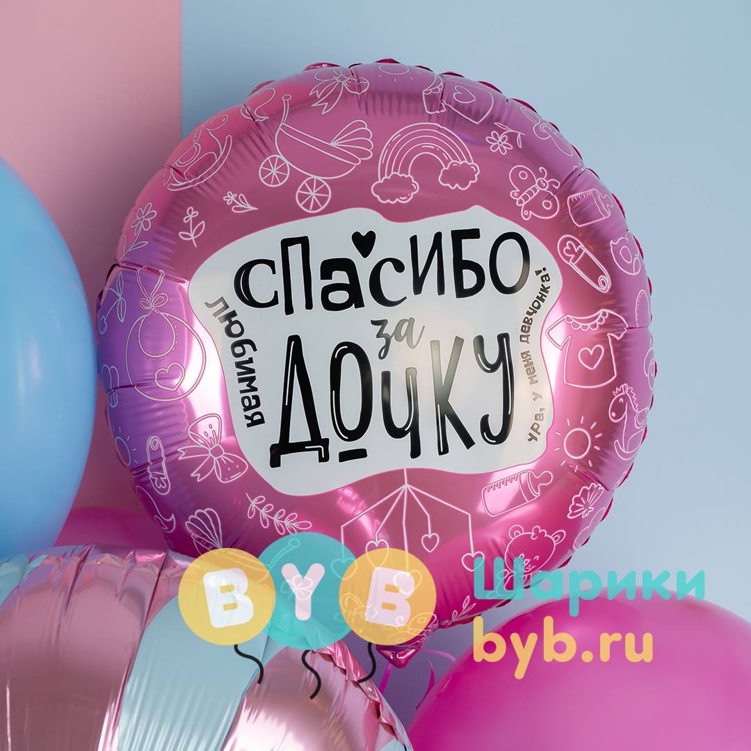 Шар фольгированный с надписью "Спасибо за дочку!"