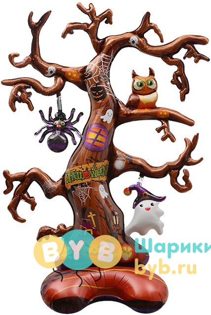 Шар фольгированный "Фигура на подставке, Дерево на Хэллоуин"
