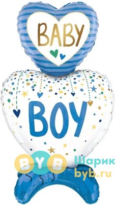 Шар фольгированный "Сердца для мальчика, Голубой"