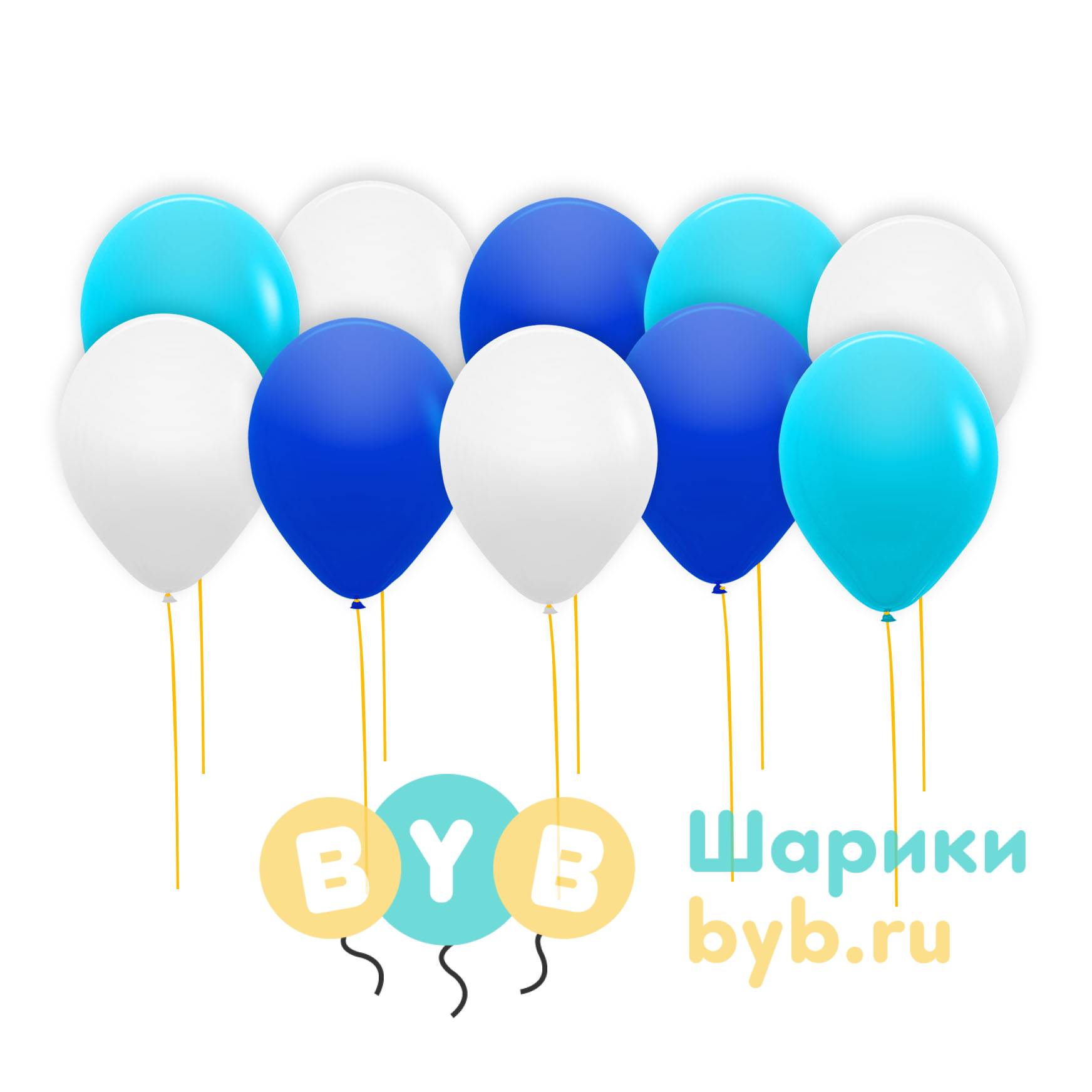 Шары под потолок белые, голубые и синие (пастель)