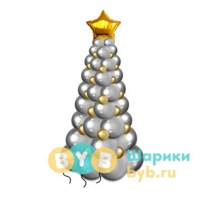 Елка из шаров хром 150см