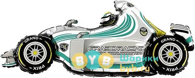 Шар фольгированный "Гоночный автомобиль, Формула 1, Серый"