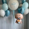 Шары для мальчика на выписку в белых и голубых цветах