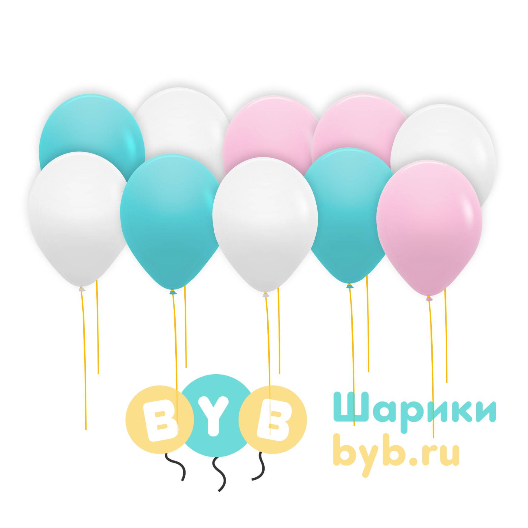 Шары под потолок белые, розовые и тиффани (пастель)
