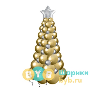 Елка из шаров хром 150 см