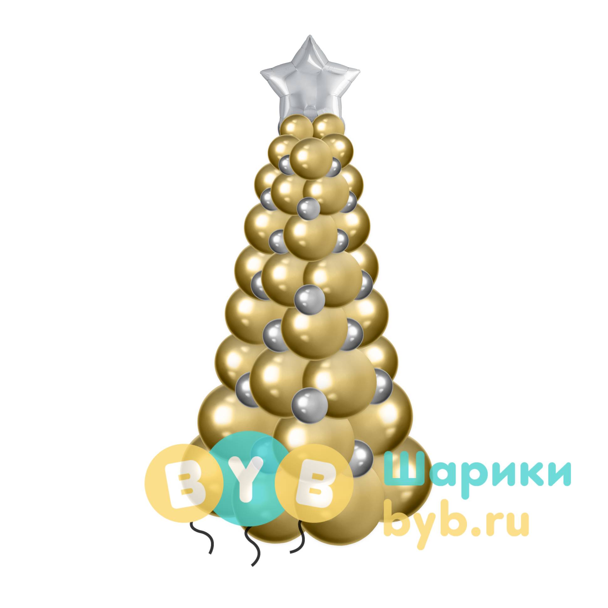 Елка из шаров хром 150 см