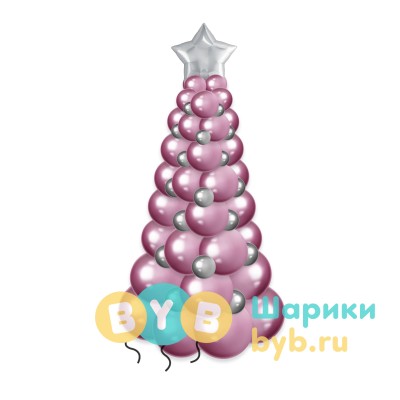 Елка из шаров хром 150см