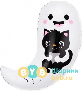 Шар фольгированный "Привидение с котенком"