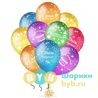Облако шаров С Днем рождения! Пирожные