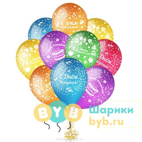 Облако шаров С Днем рождения! Пирожные