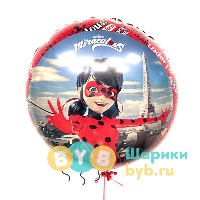 Шар фольгированный "Круг Леди Баг - Париж"