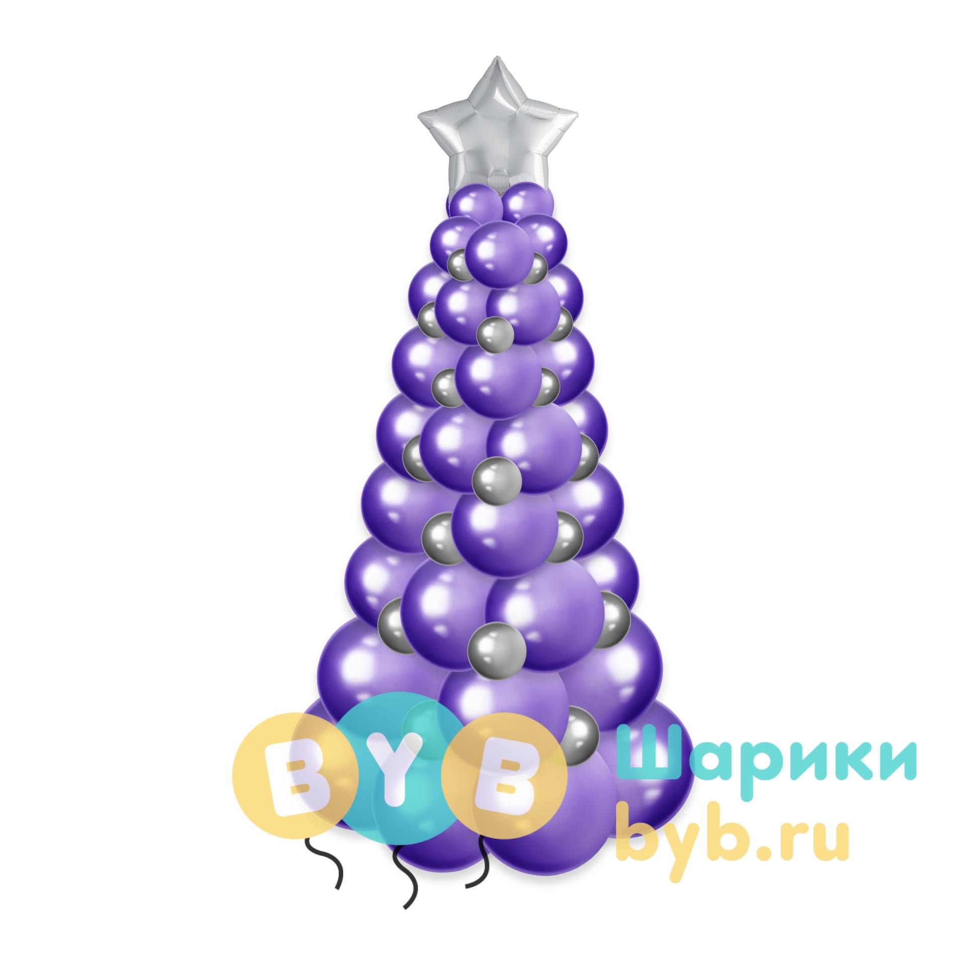 Елка из шаров хром 150см