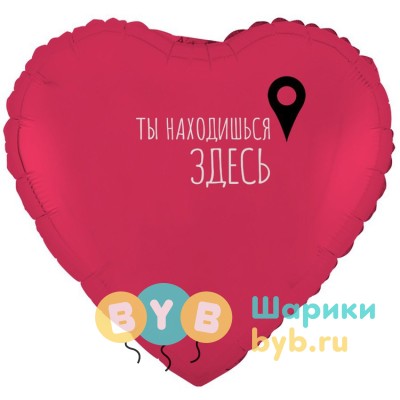 Шар фольгированный "ТЫ НАХОДИШЬСЯ ЗДЕСЬ Гео-точка"