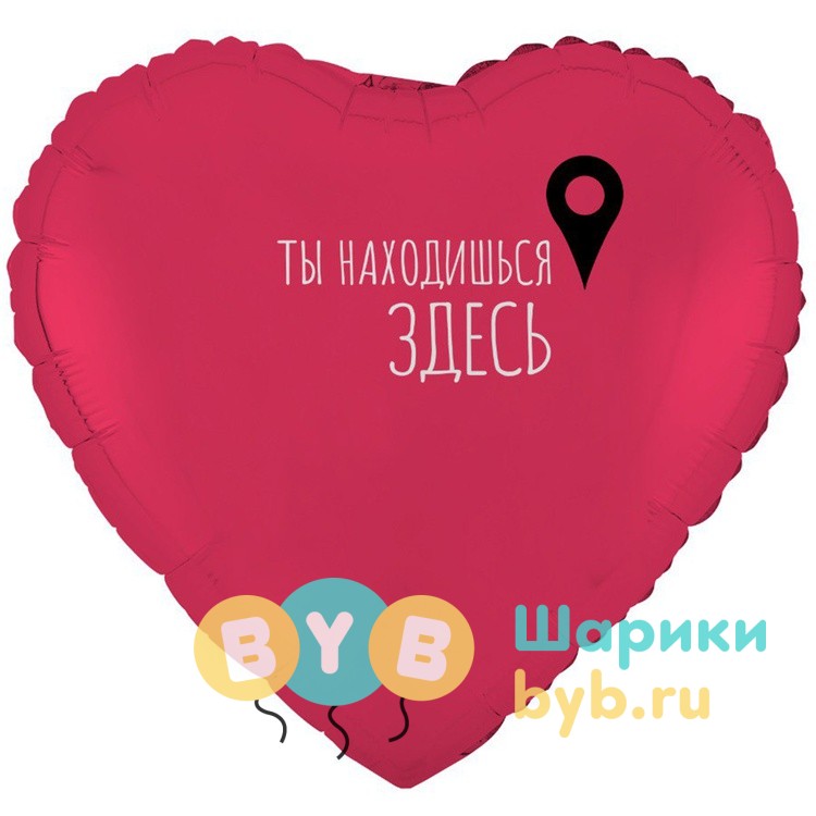 Шар фольгированный "ТЫ НАХОДИШЬСЯ ЗДЕСЬ Гео-точка"