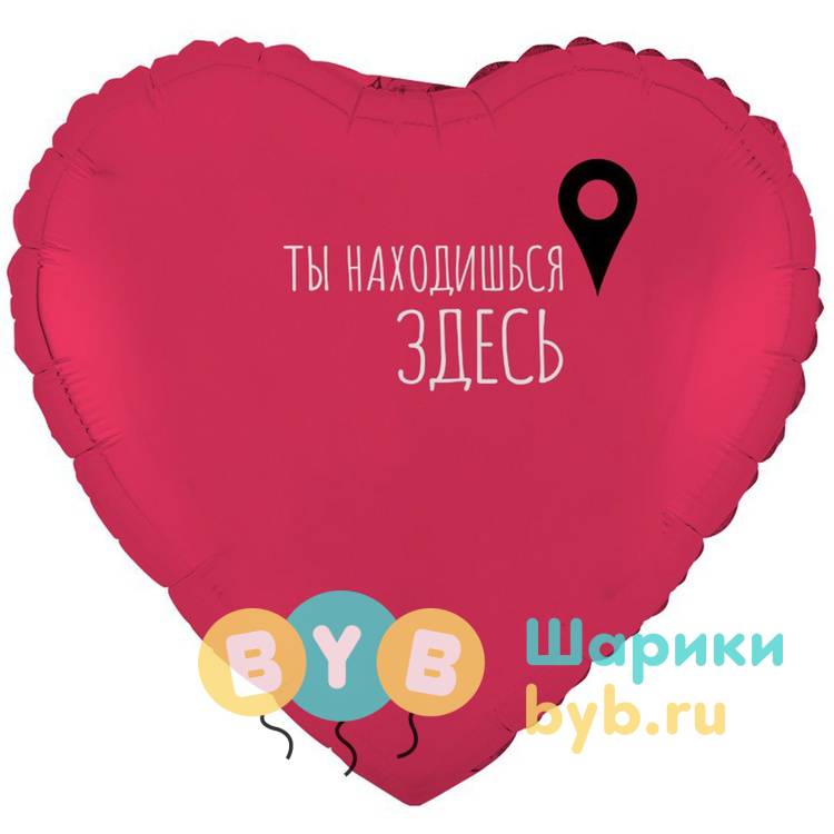 Шар фольгированный "ТЫ НАХОДИШЬСЯ ЗДЕСЬ Гео-точка"