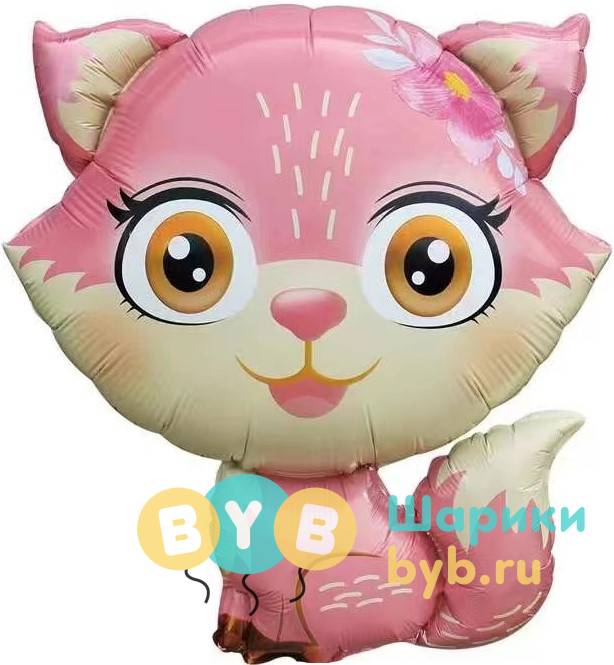 Шар фольгированный "Лисенок с цветком"